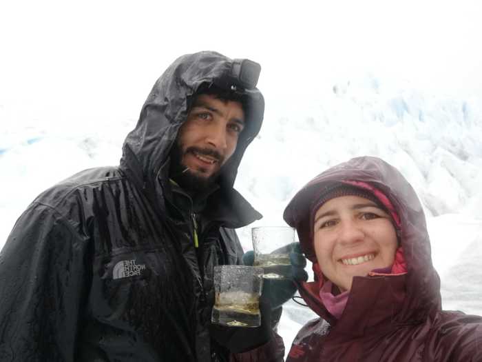 Whiskey “on the Perito Moreno rocks”
